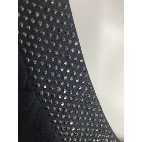 Forever 21 Black Chiffon Sleeveless V Neck‎ Rhinestone Swing Dress Sz Small - Picture 3 of 11